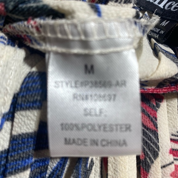 Alice Blue Pleated Wide Leg Tropical Novelty Flowy Belted Pants Size Medium - Picture 10 of 10